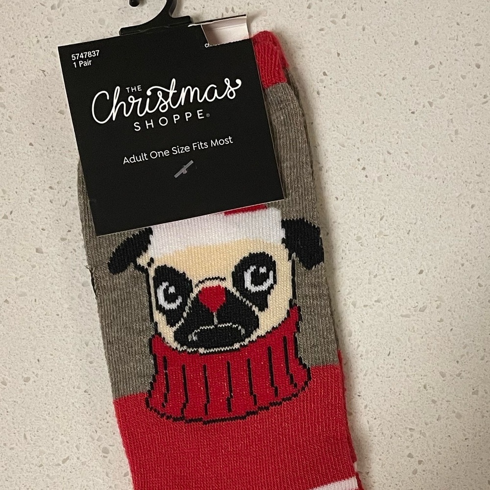Pug Christmas Socks. Adults One Size. NWT - Picture 5 of 7